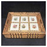 6 Vintage Wooden Serving Trays with Tile Inlays St