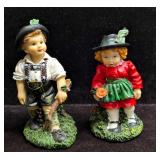 Vintage Resin Boy And Girl Bavarian German Dress F