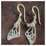 Butterfly Wings Sterling Silver Dangle Earrings SS