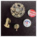 Vintage Pin and Brooch Lot Dewey Warren Campaign B