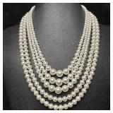 Sarah Coventry Multi-Strand Faux Pearl Necklace K6