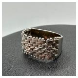 14k White Gold Half Chain Weave Ring