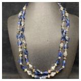 Clear Blue Crystal Glass Beaded Vendome Double Str