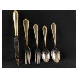 WATERFORD 5Pc Setting Powerscourt Stainless Gold A