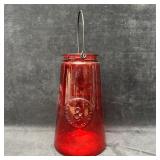 Embossed Red Glass Hanging Lantern Type Jar with H