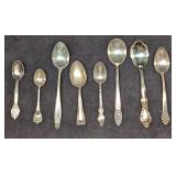 8 Vintage Silver Plated Spoons Souvenir & Flatware