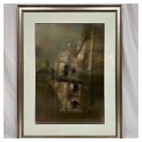 Framed Architectural Abstract Mixed Media Artwork