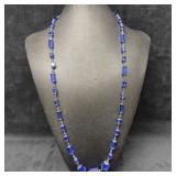 Blue Clear Crystal Glass Square Rectangle Beaded S