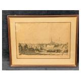 Vintage Framed Signed Engraving Temples & Churches