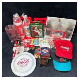 Coca Cola Collectibles Lot Bottle Glassware Hats T
