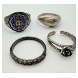 Lot of 4 Assorted Sterling Rings