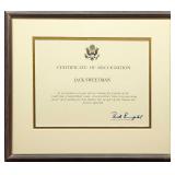 Framed Donald Rumsfeld Certificate Of Recognition