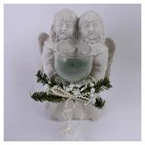 Two Angels Singing Votive Candle Holder White Chri