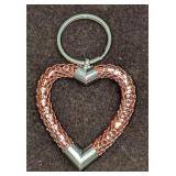 Whiting And Davis Pink Metal Mesh Heart Shaped Key