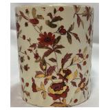 Vintage MCM Red & Gold Enamel Floral Plant Pot
