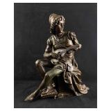 Antique Spelter Troubadour Lute Statue