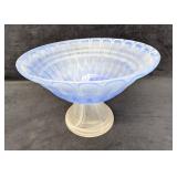 Vintage Murano Style Blue Frosted Pedestal Bowl