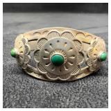 Sterling Silver Green Agate Cuff Bracelet Maisels