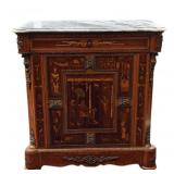 Vintage Cherry Wood, Marble & Brass Sideboard