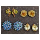 Vintage Of Unsigned Rhinestone AB Crystals Clip On