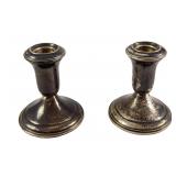 2 Vintage Lord Silver Weighted Sterling Candlestic