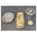 Vintage Silver Plated Bowl Cup Butter Plate And Gl