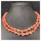 Venetian Murano Art Glass Lamp Work Red Double Lay