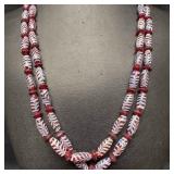 Murano Venetian Lamp Work Glass Art Red Beaded Blu