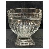 Large Heavy Base Glass Crystal Bowl Dots and Lines