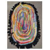 Vintage Hand Braided Multicolor Oval Rug
