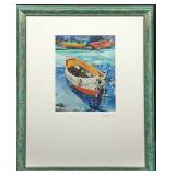 Framed Cindy Burkett Safe Harbor Rowboats LE Print
