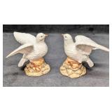 2 Vintage Porcelain White Dove Figurines