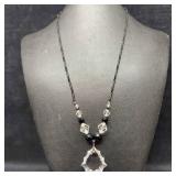 Black Glass Crystal Bead Costume Jewelry Pendant N