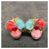 Murano Venetian Art Glass Lamp Work Red Pink Light