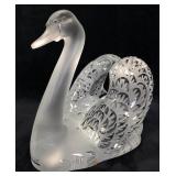 Lalique Swan Head Up Sculpture