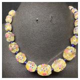 Venetian Murano Art Glass Lamp Work Fiorato Creme