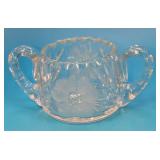 Vintage Pressed Glass Daisy Pattern Sugar Bowl