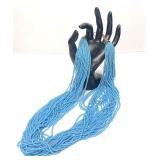 Blue Micro Bead Multi Strand Necklace