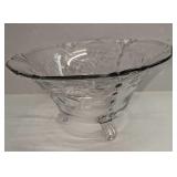 Vintage Etched Glass Footed Bowl