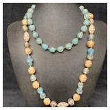 Venetian Murano Glass Lamp Work Light Blue and Cop