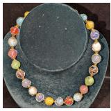 Vintage Italian Murano Colorful Art Glass Bead Nec