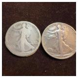 Set of Two Silver Coins 1916 1937 Walking Liberty