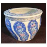Small Blue & White Pot/Planter Marked Made In Chin