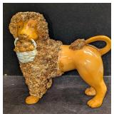 Vintage Italian Ceramic Lion With Basket Figurine