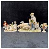 Vintage Porcelain Figurines and Decorative Vase Se