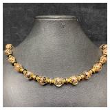 Murano Venetian Lamp Work Art Glass Black Beaded C