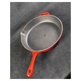 Red Enameled 12" Cast Iron Skillet