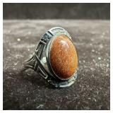 Simulated Sandstone Setting Sterling Silver Ring