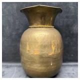 Medium Vintage Hand Hammered Brass Vase with Rope