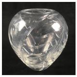 Cut Crystal Leaf Design Vase